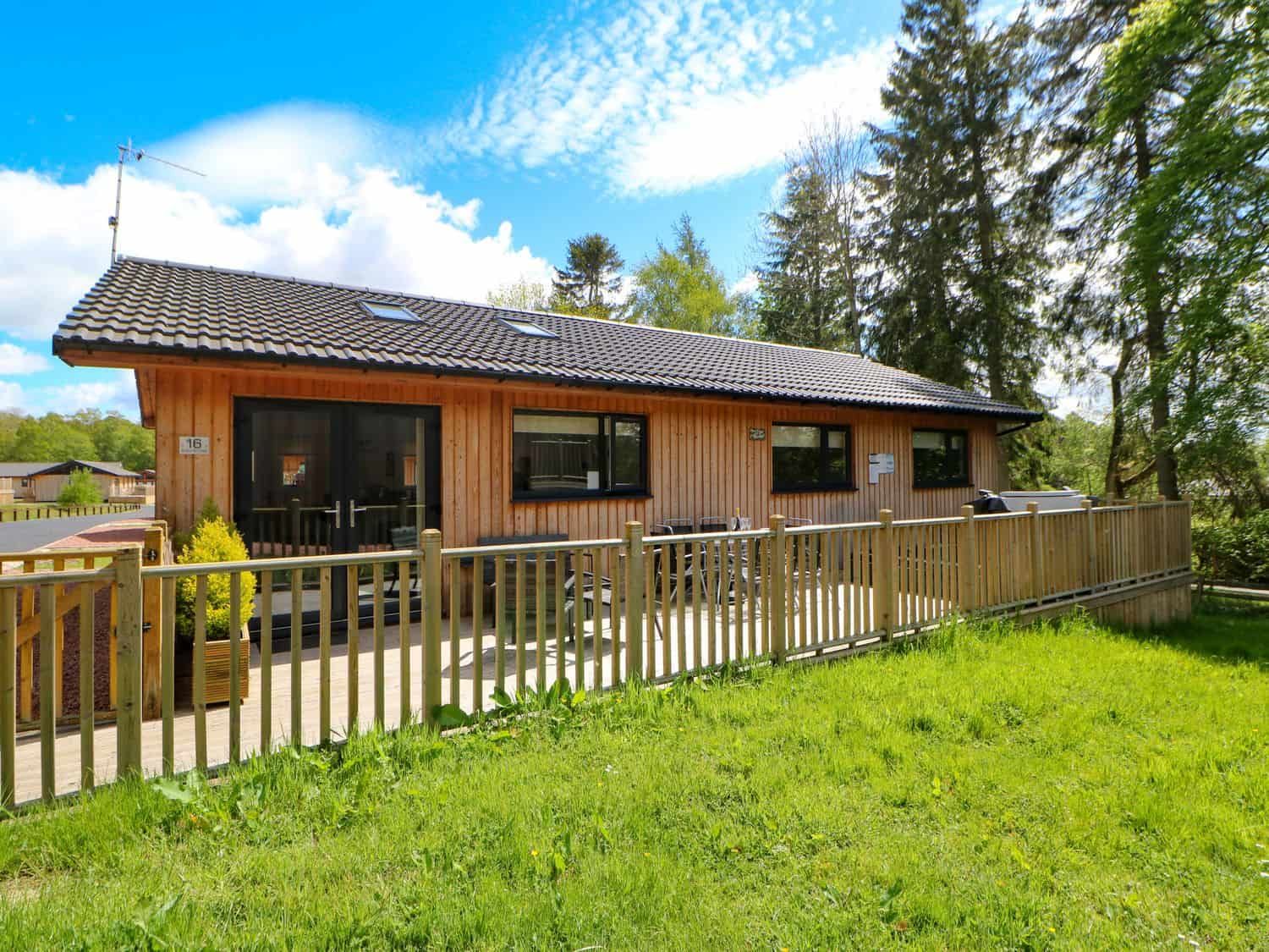 Broken-Sky Lodge set within ancient woodland on Otterburn Hall Estate