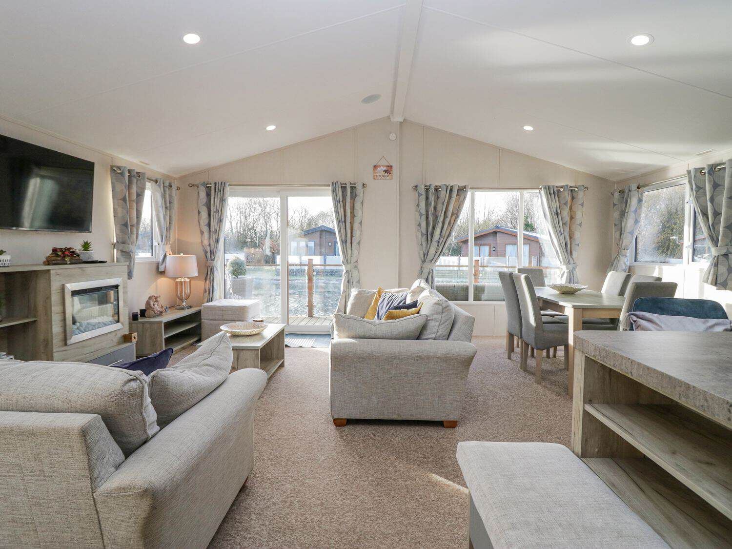 Warm and inviting living room at The Three Bears Lodge