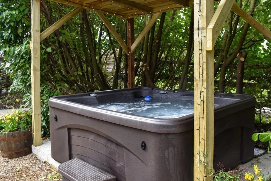 Private hot tub at Old Shires Barn