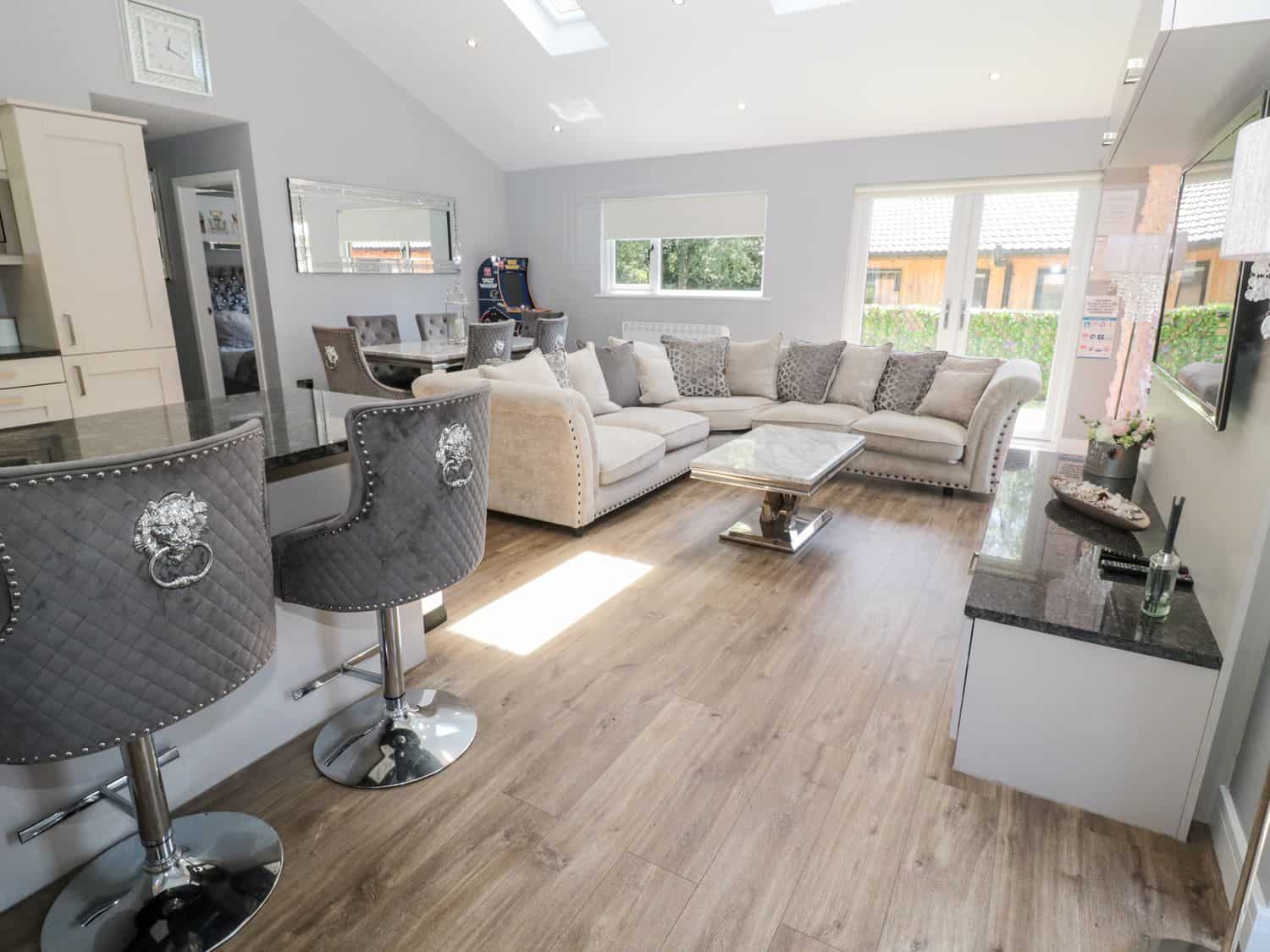 Modern living space with Smart TV at Lodge 32 Otterburn